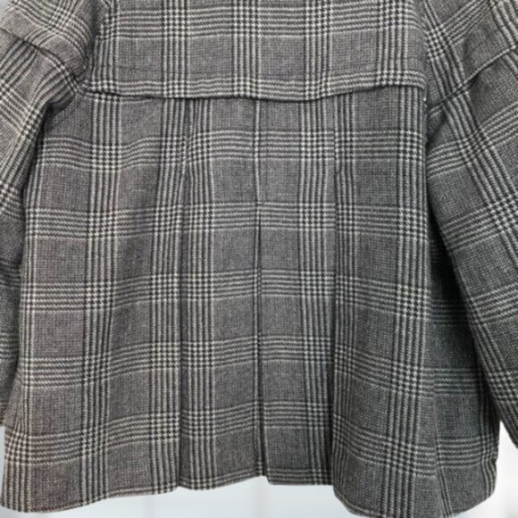 Donna Karan DKNY Plaid Wool Blend Pleated Swing Coat – Chic Cropped Academia - Picture 6 of 11